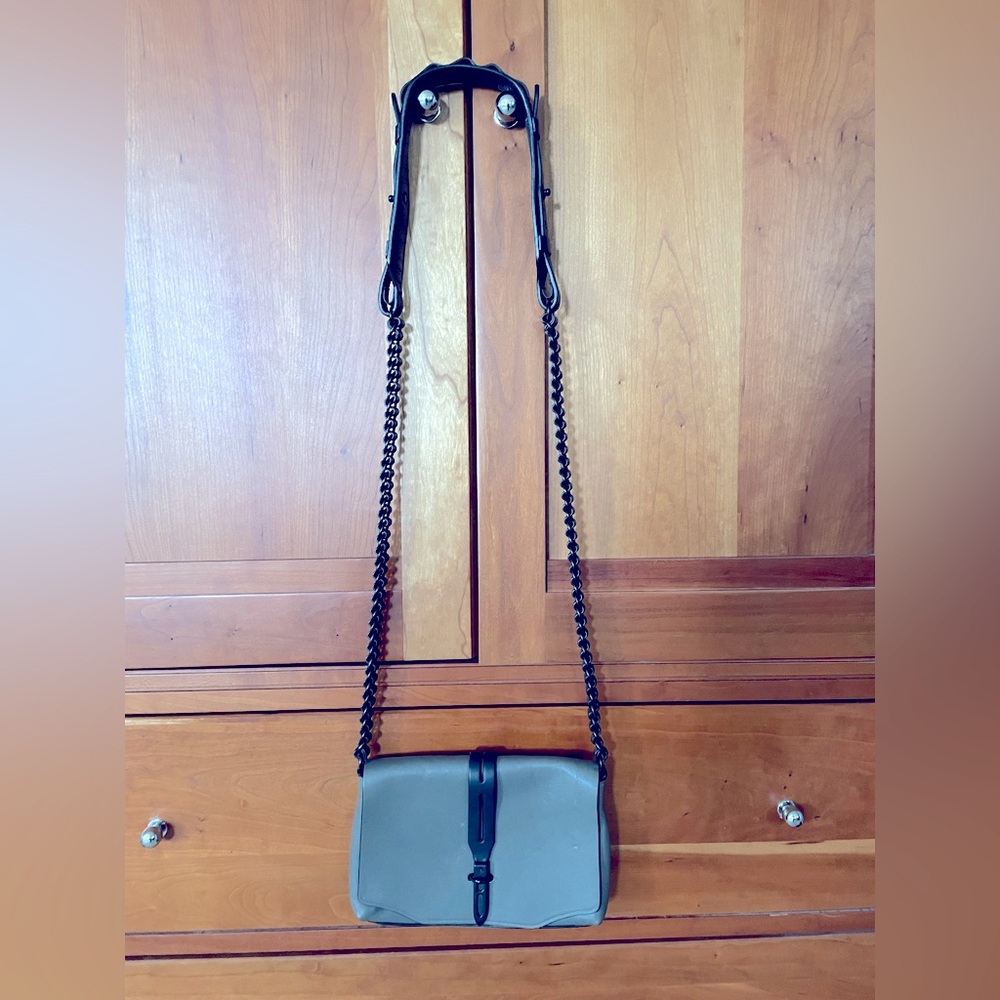 Rag & Bone Enfield Mini Gray Cross Body Bag - leather crossbody chain strap